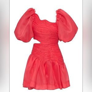 Joan Puff Sleeve Mini Dress - ROUGE PINK 6